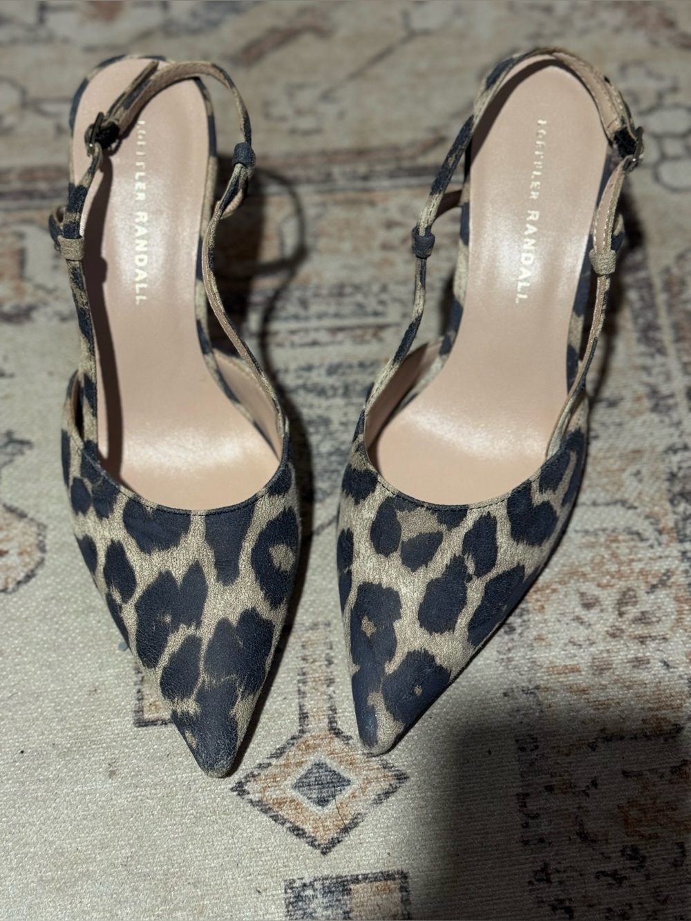 Loeffler Randall Leopard Print Pointed Toe Slingback Heels size 61/2
